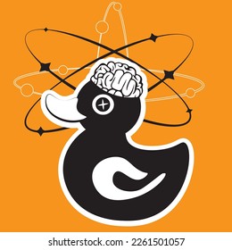 Duck drawing cartoon, vector image. Logos