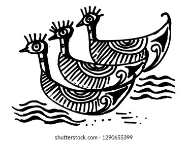 Duck drawing ornament.