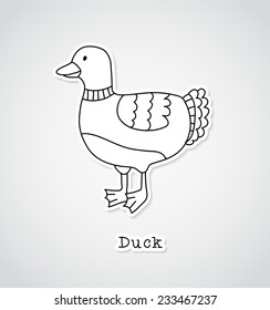 Duck drawing, sticker style