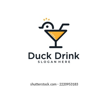 duck drink line logo design