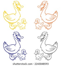 Ilustración Del Vector De Pato Y Pato
