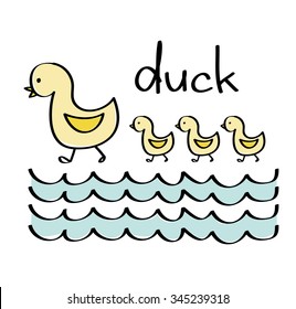 duck and ducklings kid drawing