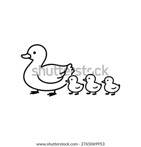 Duck and ducklings line icon
vector line icon on a white background