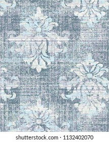 duck egg blue damask vintage pattern in vector
