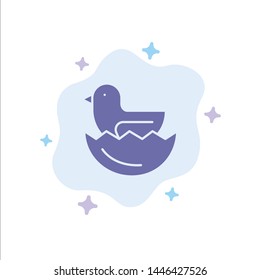 Duck, Egg, Easter Blue Icon on Abstract Cloud Background