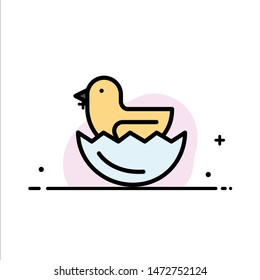 Duck, Egg, Easter  Business Flat Line Filled Icon Vector Banner Template