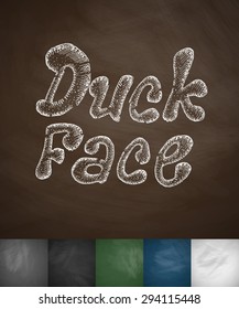Duck face icon. Hand drawn vector illustration. Chalkboard Design