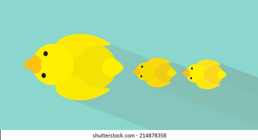 Duck family flat design vector.