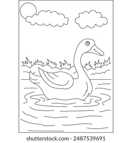 duck farm animal coloring book page for kids or grown adults coloring book mindful relaxation activity