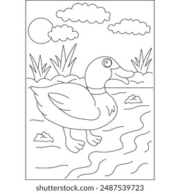 duck farm animal coloring book page for kids or grown adults coloring book mindful relaxation activity