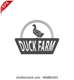 duck farm icon, vector duck silhouette, isolated duck