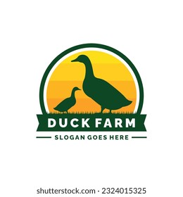 Duck farm logo design vector. Livestock logo vector