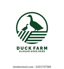 Duck farm logo design vector. Livestock logo vector