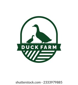 Duck farm logo design vector. Livestock logo vector