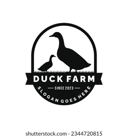 Duck farm logo design vector. Livestock logo vector