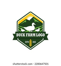 Duck farm logo vector. Cattle farm logo