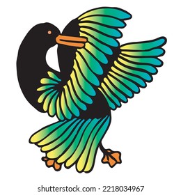 vector dibujado a mano con alas de aleta de pato