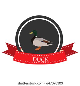 duck flat icon with name in vector format