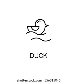 Duck flat icon. Single high quality outline symbol for web design or mobile app. Thin line signs l for design logo, visit card, etc. Black outline pictogram on white background