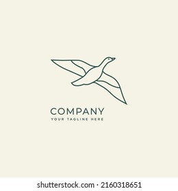 Duck flight line art outline elegant logo icon sign symbol