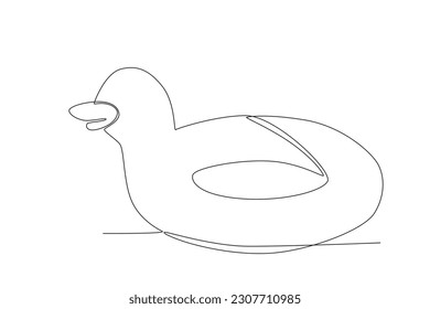 El pato flota para nadar. Dibujo de una línea de verano