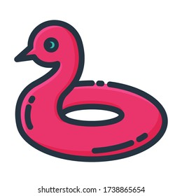 Duck Floaties Vector Icon. Summer Vacation Outline Style