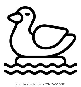 Duck Floating Ball line icon, waterpark concept, duck shape inflatable pool float sign on white background, inflatable rubber duck icon outline style mobile, web. Vector graphics.