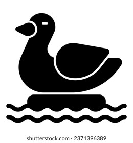Duck Floating Ball solid icon, waterpark concept, duck shape inflatable pool float sign on white background, inflatable rubber duck icon in glyph style for mobile, web. Vector graphics