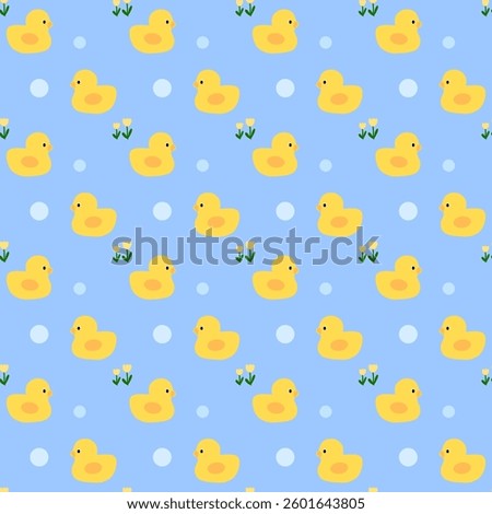 duck , flowers on blue background , fabric pattern , gift wrap , seamless pattern