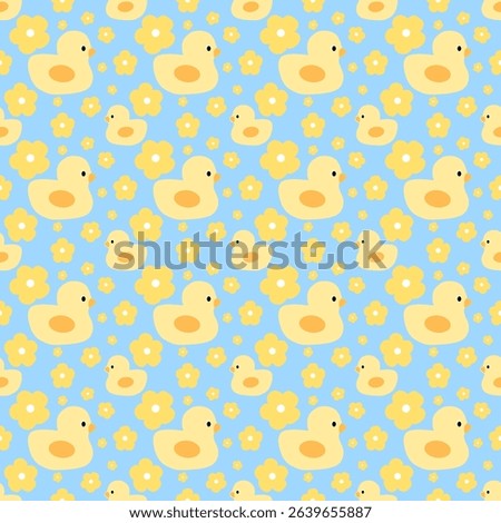 Duck Flowers on blue background,fabric pattern , gift wrapping paper , seamless pattern 