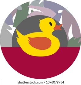 Duck with flowers. Vector illustration
