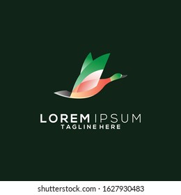 duck fly color logo vector design