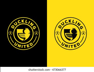 Duck fly logo with arm-sheild. The head duck design from D letter form.