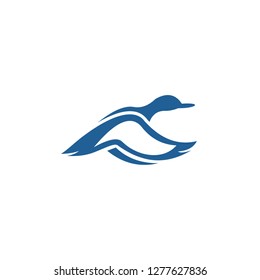 Duck flying silhouette logo vector image eps10 