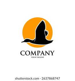 duck flying silhouette logo vector image