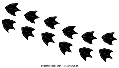 Duck footprint path. Vector bird steps in line