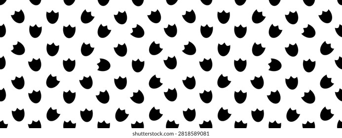 Duck footprint seamless pattern, goose paw foot print bg. Waterfowl bird trail, animal flipper feet step icon, flamingo or penguin leg stamp silhouette, duck or seagull footprints