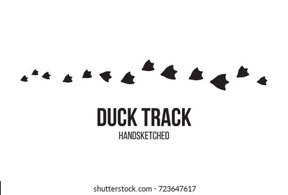 Duck footprint and track isolated on white background for wildlife concept design. Bird paw print