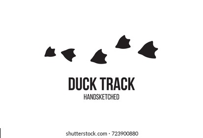 Duck footprint and track isolated on white background for wildlife concept design. Bird paw print