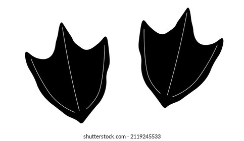 Pista de huella de pato. El pájaro vectorial pisa color negro