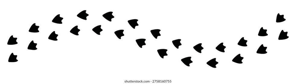 Duck Footprint Tracks Silhouette Vector for Bird Trail, Wildlife Tracking, and Nature Illustration