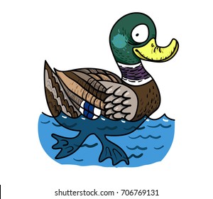 Duck freehand picture. Artistic drawing.