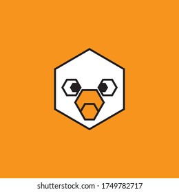 Duck front face drawed in hexagon shape 