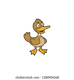 duck funny duckling character cartoon ducky standing and smiling