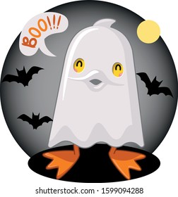 duck in a ghost costume