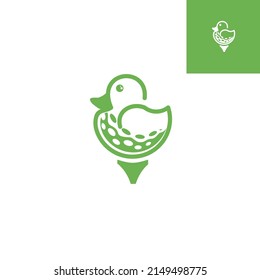 Duck golf clean logo illustration icon