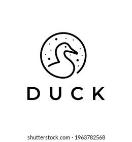 duck goose in the circle shape outline logo vector 