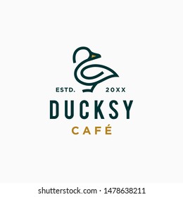 duck goose logo icon vector illustration hipster stock for cafe and restaurant monoline outline line