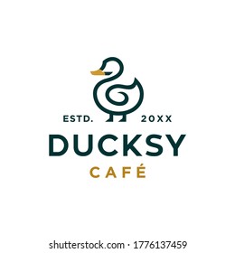 duck goose logo icon vector illustration hipster stock for cafe and restaurant monoline outline line