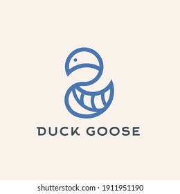 logotipo de monograma de ganso de pato, esquema vectorial creativo, plantilla de diseño de logotipo,